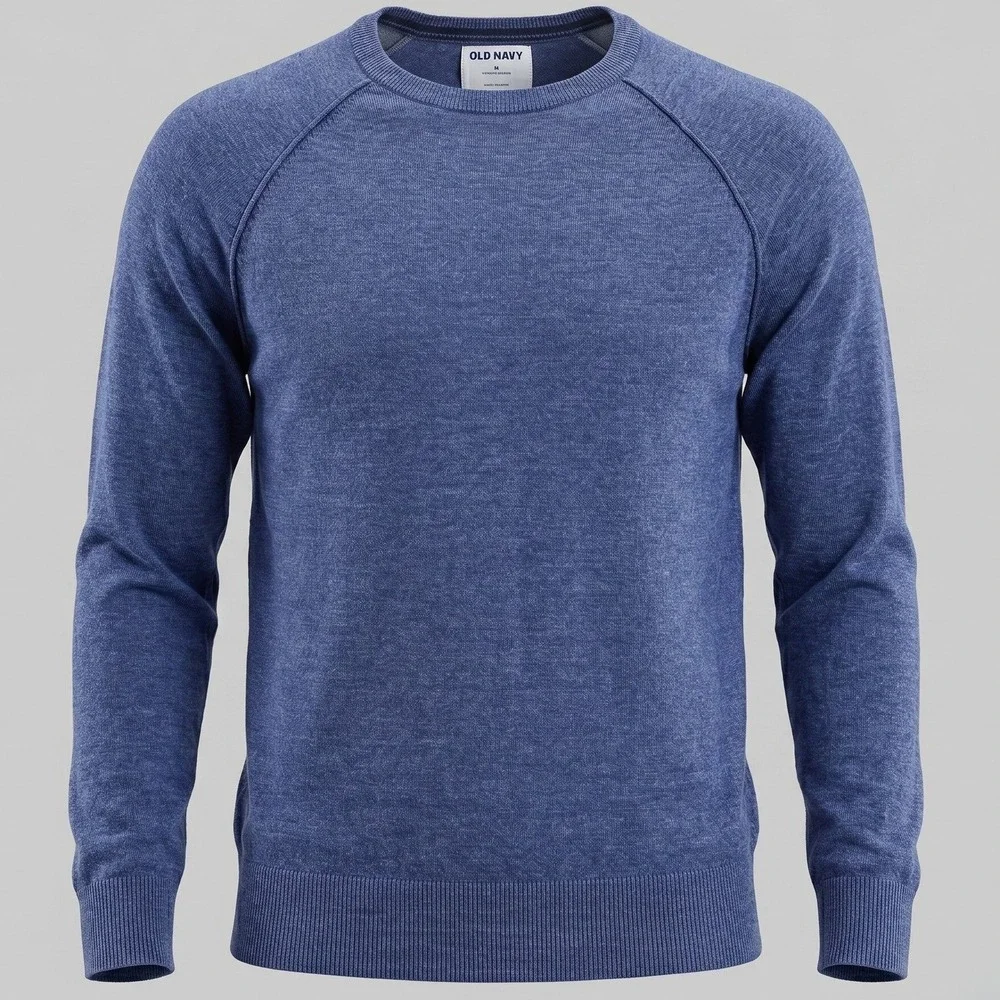 Old‎ Navy Mens Medium Blue Sweater Crewneck Raglan Cotton Blend Heathered
